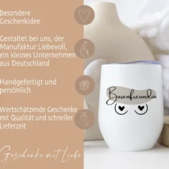 Weinbecher Busenfreundin aus Edelstahl für die Beste Freundin, 3 Motive zur Auswahl