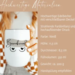 Weinbecher Busenfreundin aus Edelstahl für die Beste Freundin, 3 Motive zur Auswahl