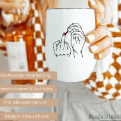 Weinglas to go mit Deckel, Thermobecher Edelstahl Becher, Sektbecher, Spruch Mittelfinger Fuck