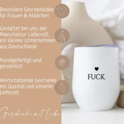 Weinglas to go mit Deckel, Thermobecher Edelstahl Becher, Sektbecher, Spruch Mittelfinger Fuck