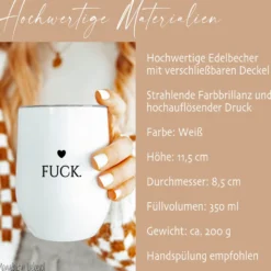 Weinglas to go mit Deckel, Thermobecher Edelstahl Becher, Sektbecher, Spruch Mittelfinger Fuck