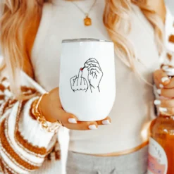 Weinglas to go mit Deckel, Thermobecher Edelstahl Becher, Sektbecher, Spruch Mittelfinger Fuck