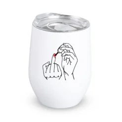 Weinglas to go mit Deckel, Thermobecher Edelstahl Becher, Sektbecher, Spruch Mittelfinger Fuck