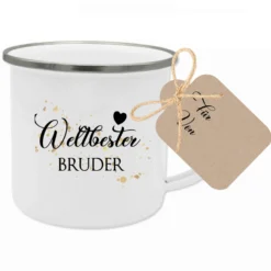Weltbester Ehemann Tasse aus Emaille | Originelle Geschenkidee für Ihn | 12 Motivvarianten zur Auswahl