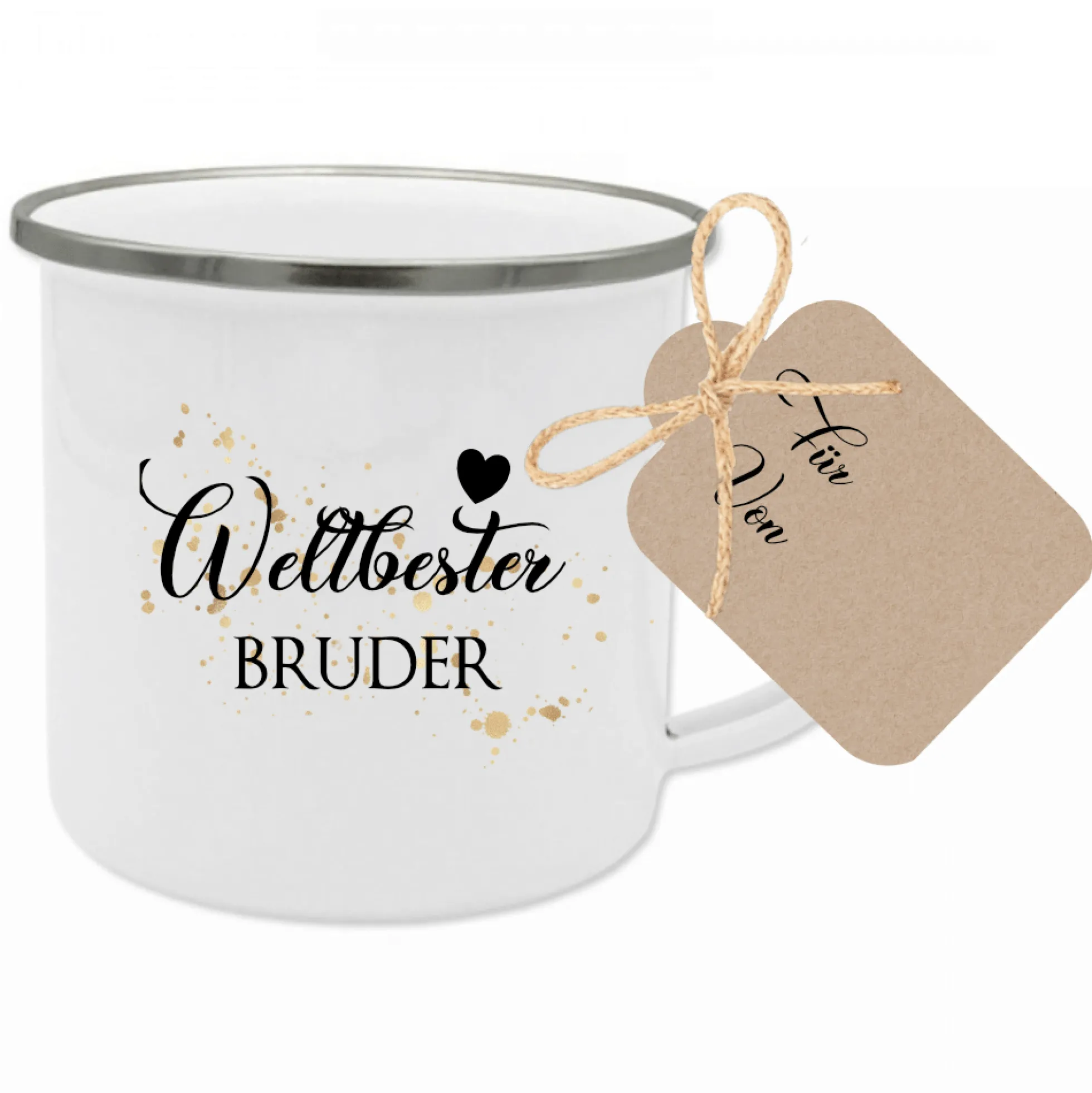 Weltbester Ehemann Tasse aus Emaille | Originelle Geschenkidee für Ihn | 12 Motivvarianten zur Auswahl