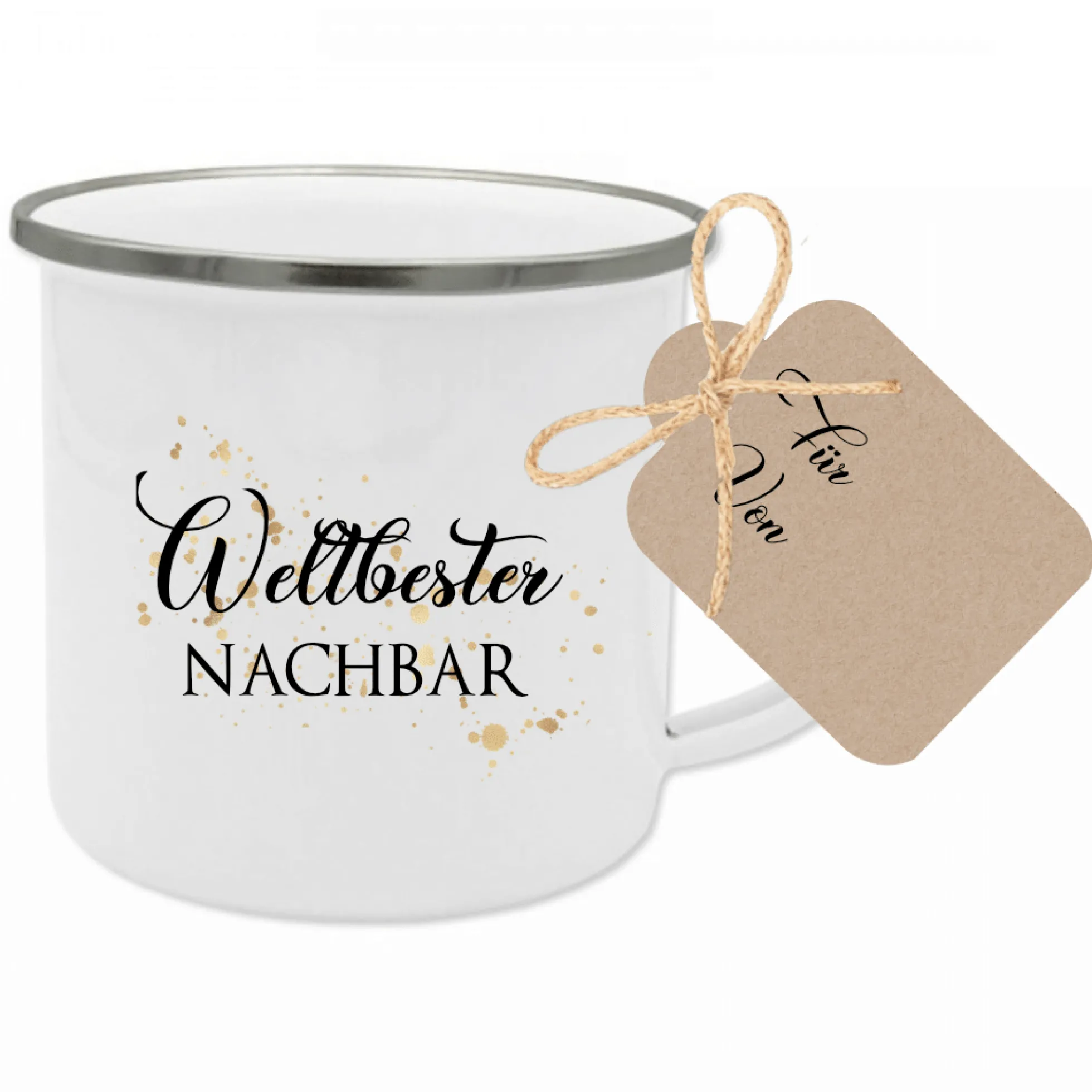 Weltbester Ehemann Tasse aus Emaille | Originelle Geschenkidee für Ihn | 12 Motivvarianten zur Auswahl