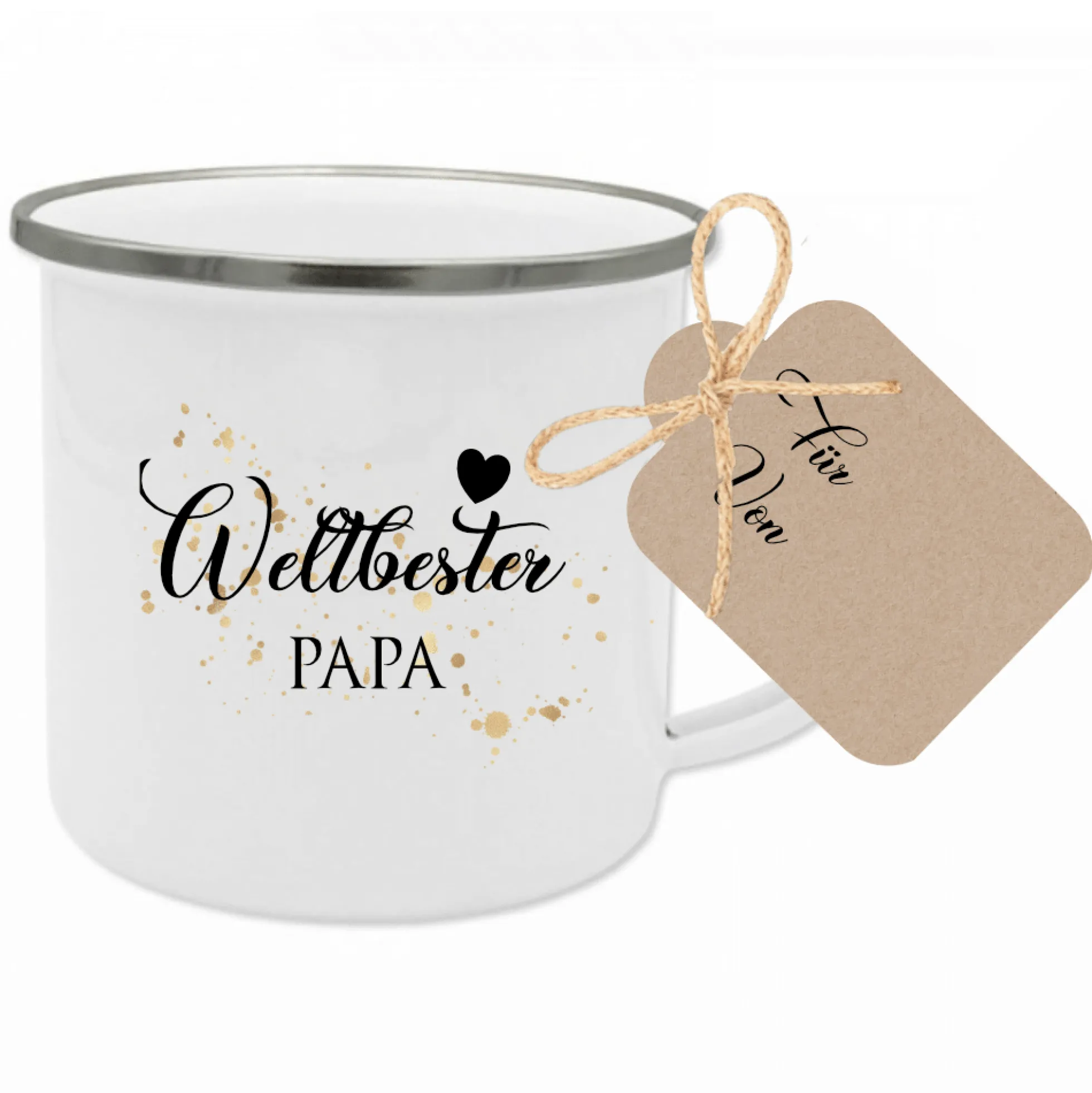 Weltbester Ehemann Tasse aus Emaille | Originelle Geschenkidee für Ihn | 12 Motivvarianten zur Auswahl