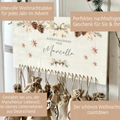 Winterlicher Adventskalender Personalisiert für Männer und Frauen zum Befüllen aus Holz