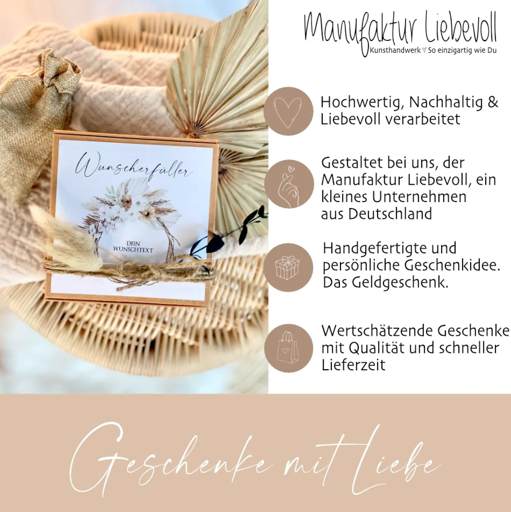 Wunscherfüller mit Wunschtext - Geldgeschenk Geschenkbox Geschenkverpackung Personalisiert | Geburtstag, Hochzeit, Jugendweihe, Konfirmation, Kommunion