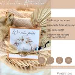 Wunscherfüller mit Wunschtext - Geldgeschenk Geschenkbox Geschenkverpackung Personalisiert | Geburtstag, Hochzeit, Jugendweihe, Konfirmation, Kommunion