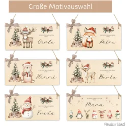 XL Adventskalender "Elch" mit Namen aus Stoff mit Holzschild, Zahlen & Jutesäckchen personalisierter Kinder Adventskalender Befüllen Mädchen Jungen