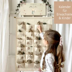 XL Adventskalender mit Namen zum Befüllen Stoff Adventskalender Engel personalisiertes Kalender Geschenk Frauen Männer Kinder Familie