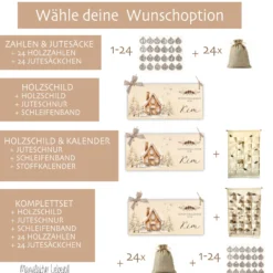 XL Adventskalender "Winterhaus" mit Namen zum Befüllen Stoff Adventskalender Geschenk Weihnachten Frauen Männer