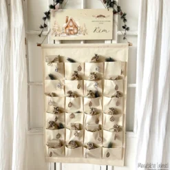 XL Adventskalender "Winterhaus" mit Namen zum Befüllen Stoff Adventskalender Geschenk Weihnachten Frauen Männer