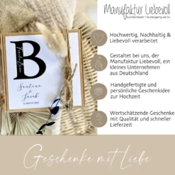 Zur Hochzeit - Personalisierte Geschenkverpackung mit Monogram, Individuelles Geldgeschenk inkl. Jutebeutel